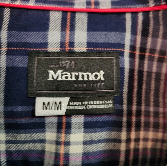 Marmot Women's Lakota Lightweight Flannel Denim Button-down Plaid Size Medium - Picture 2 of 6